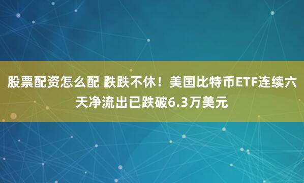 股票配资怎么配 跌跌不休！美国比特币ETF连续六天净流出已跌破6.3万美元
