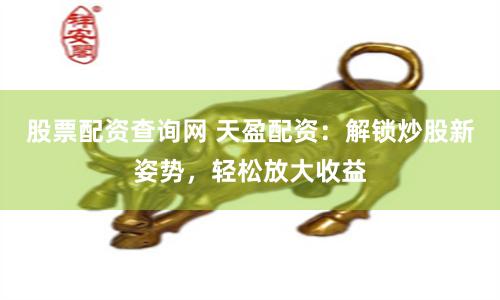 股票配资查询网 天盈配资：解锁炒股新姿势，轻松放大收益