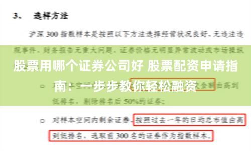 股票用哪个证券公司好 股票配资申请指南:一步步教你轻松融资